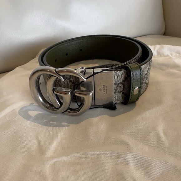 NEW Gucci Guccissima Leather Double Silver G Buckle Reversible Belt 70 Cm 28 In main image 6